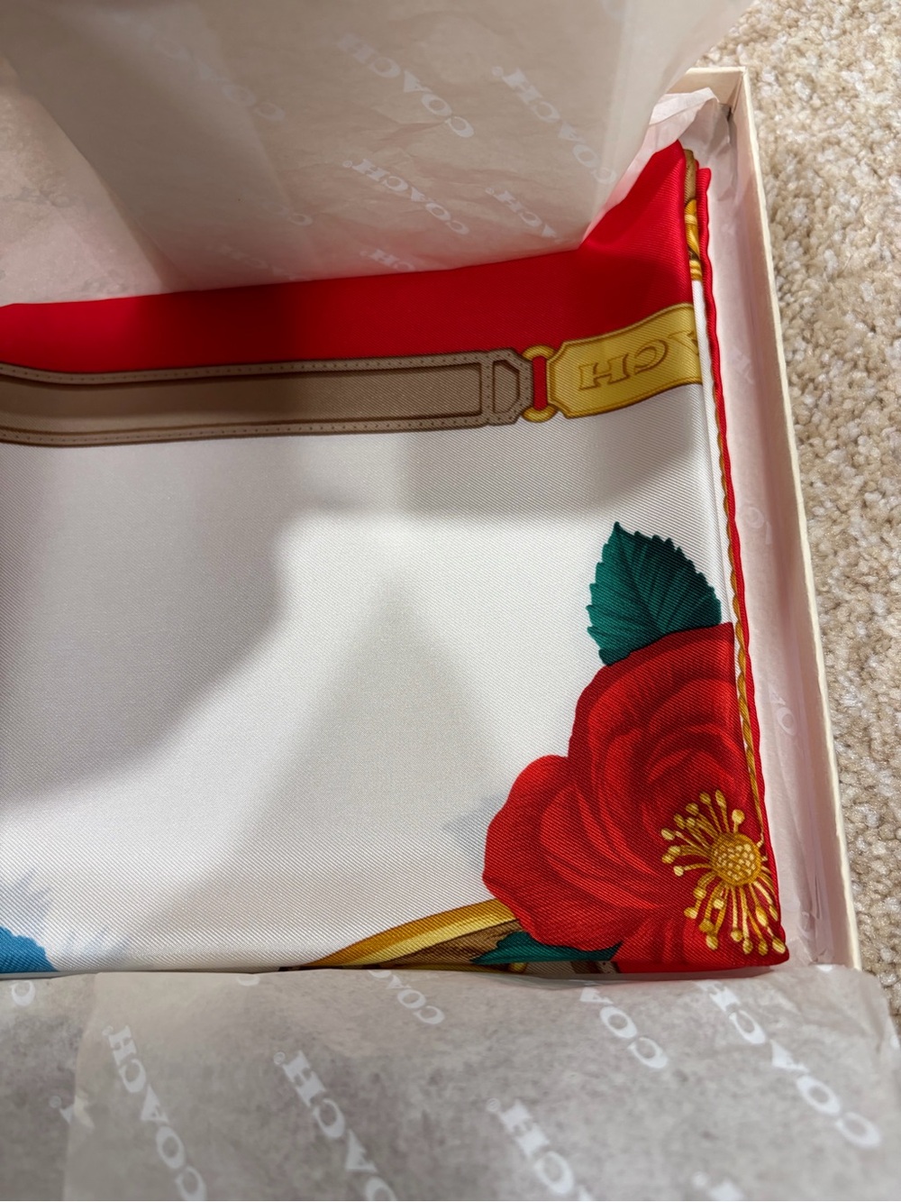 Vintage Coach Floral Silk Scarf